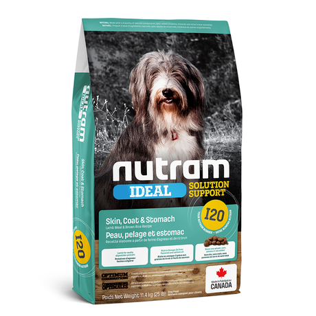 Сухий корм Nutram I20 для дорослих собак з проблемами шлунка та шкіри (ягня і рис)