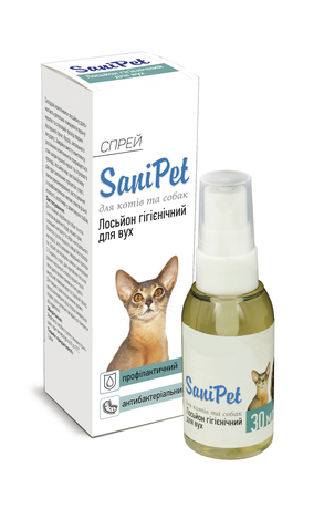 SaniPet лосьйон для догляду за вухами котів та собак спрей 30 мл