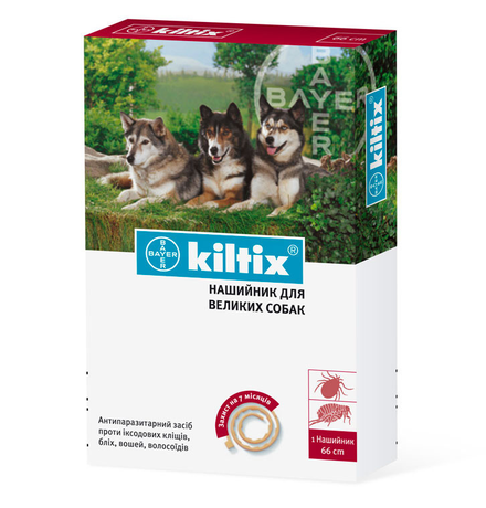 Bayer Kiltix нашийник від бліх та кліщів для собак великих порід 66 см