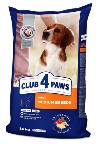 Сухий корм Клуб 4 лапи Premium для дорослих собак середніх порід (курка)