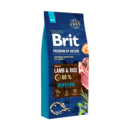 Сухий корм Brit Premium Sensitive Lamb для дорослих собак всіх порід з чутливим травленням (ягня і рис)